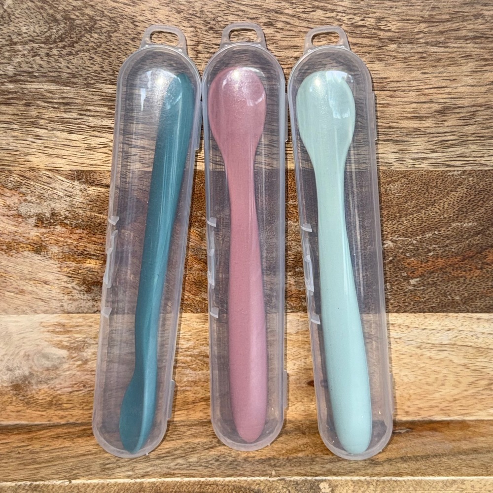 Baby Spoons with Travel Case Silicone Infant‎ Toddler Weaning Training Utensils